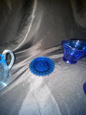 BEAUTIFUL COBALT BLUE GLASS, SHIRLEY TEMPLE CHILD SIZED CREAMER PITCHER & AND A BIT MORE