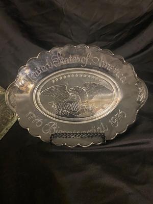 VINTAGE BICENTENNIAL COLLECTIBLE PLATE, CANDY JAR, INSULATOR THAT LOOKS TO HAVE BEEN STRUCK BY LIGHTING WATER PITCHER AND MORE!
