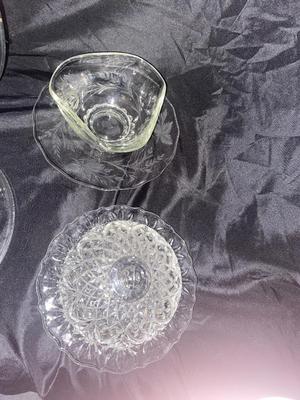 LOVELY VINTAGE FIRE KING BLUE SAPPHIRE PHILBE GLASS TRIVETS (DEPRESSION GLASS) & OTHER LIKE ITEMS