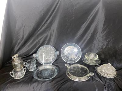LOVELY VINTAGE FIRE KING BLUE SAPPHIRE PHILBE GLASS TRIVETS (DEPRESSION GLASS) & OTHER LIKE ITEMS