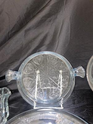 LOVELY VINTAGE FIRE KING BLUE SAPPHIRE PHILBE GLASS TRIVETS (DEPRESSION GLASS) & OTHER LIKE ITEMS