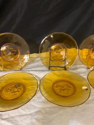 1981 thru 1988 AMBER TIARA GLASS 12 DAYS OF CHRISTMAS COLLECTIBLE PLATES