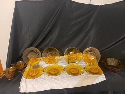 1981 thru 1988 AMBER TIARA GLASS 12 DAYS OF CHRISTMAS COLLECTIBLE PLATES