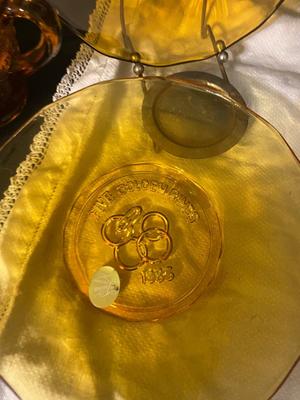 1981 thru 1988 AMBER TIARA GLASS 12 DAYS OF CHRISTMAS COLLECTIBLE PLATES