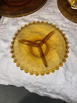 VINTAGE AMBER COLORED TIARA GLASS