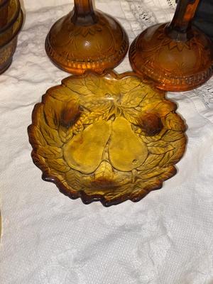 VINTAGE AMBER COLORED TIARA GLASS