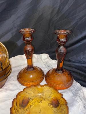 VINTAGE AMBER COLORED TIARA GLASS