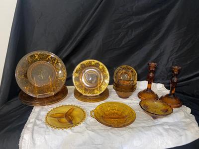 VINTAGE AMBER COLORED TIARA GLASS
