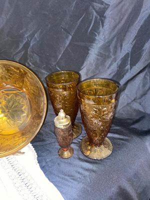 VINTAGE TIARA GLASS AMBER DINNERWARE