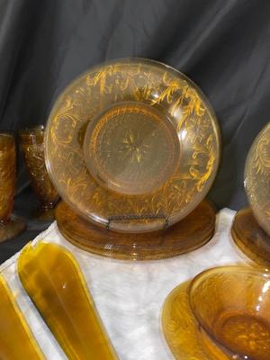 VINTAGE TIARA GLASS AMBER DINNERWARE