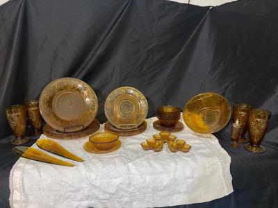 VINTAGE TIARA GLASS AMBER DINNERWARE