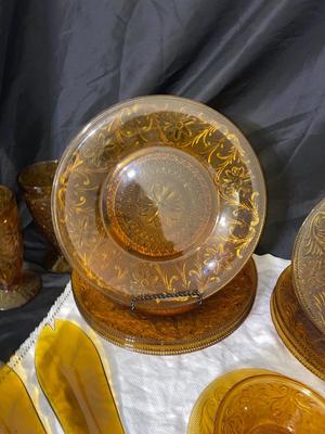 VINTAGE TIARA GLASS AMBER DINNERWARE