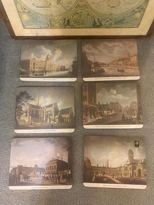 VINTAGE IRISH FELT BACK PLACEMATS AND DECOUPAGE OLD WORLD MAP ON WOOD
