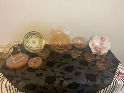 PINK AND PAINTED GLASSWARE