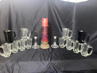 CLEAR TIARA HUNTER HORN MUGS AND CANDLE HOLDERS