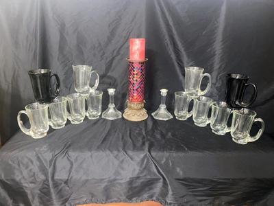 CLEAR TIARA HUNTER HORN MUGS AND CANDLE HOLDERS