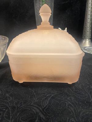NIB TIARA PINK CANDY DISH, CANDLESTICKS, LAMP, EGG CUPS AND MORE