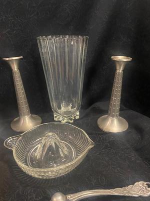 NIB TIARA PINK CANDY DISH, CANDLESTICKS, LAMP, EGG CUPS AND MORE