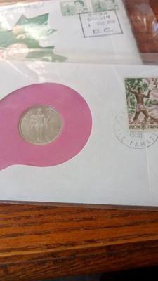 LOT 98 FOUR FIRST DAY COVERS W/COINS & STAMPS