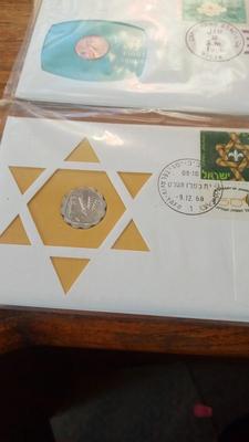 LOT 98 FOUR FIRST DAY COVERS W/COINS & STAMPS