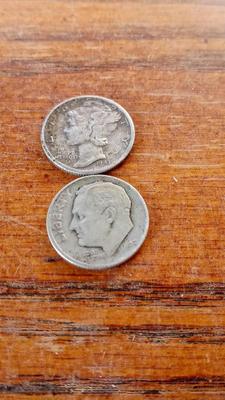 LOT 106 TWO OLD SILVER DIMES