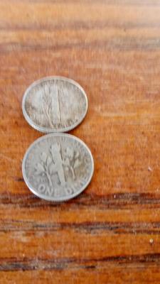 LOT 106 TWO OLD SILVER DIMES