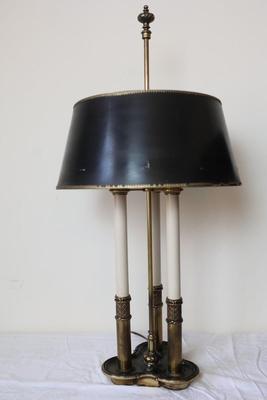 Vintage STIFFEL Brass Bouillotte Three Candle Table Lamp (See Details)