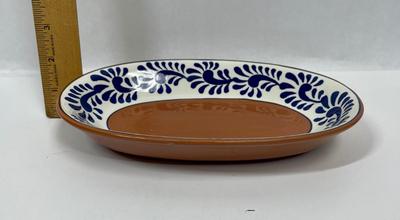 Sedona Over and Back Cobalt Blue and White Pattern Oval Bowl or Lipped Plate