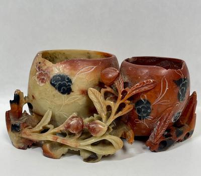 Antique Chinese Soapstone Brush Pots