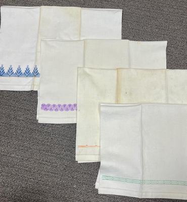 4 Vintage and embroidered Flour sack towels