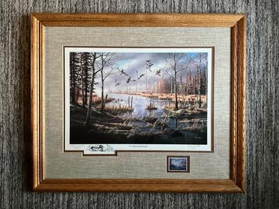 Framed Commemorative Print of Wildlife and stamp 25”x20” by Ken Zylla