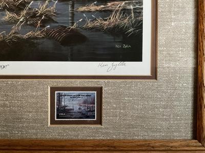 Framed Commemorative Print of Wildlife and stamp 25”x20” by Ken Zylla