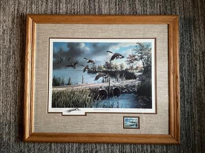 Framed commemorative Wildlife print with stamp by Ken Zylla 20”x25”