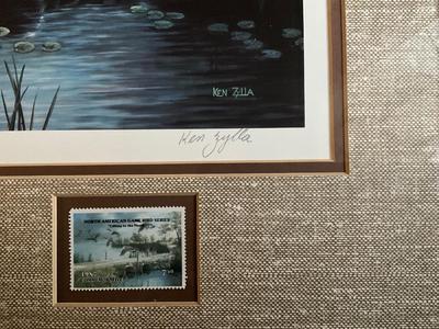 Framed commemorative Wildlife print with stamp by Ken Zylla 20”x25”