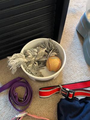 VARIETY OF DOG ITEMS PLUS FOLDING DOGGIE STAIRS