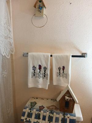 Birdhouse themed hand Towels Birdhouse Kleenex box and towel holder