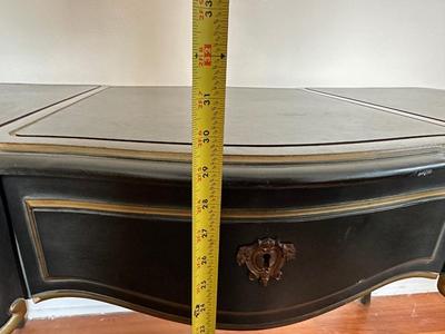 Vintage Louis XV French Style Black Lacquer Chinoiserie Writing Desk by Drexel Heritage (See Details)