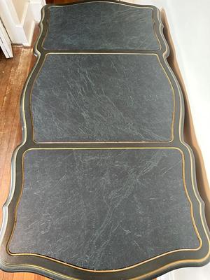 Vintage Louis XV French Style Black Lacquer Chinoiserie Writing Desk by Drexel Heritage (See Details)
