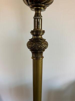 Floor Lamp with Glass Shade and Beautiful Stone (See Details)