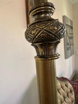 Floor Lamp with Glass Shade and Beautiful Stone (See Details)