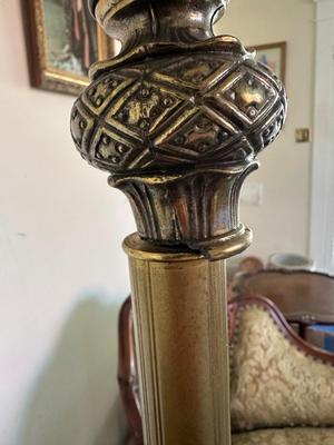 Floor Lamp with Glass Shade and Beautiful Stone (See Details)