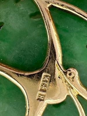 Carved Jade and 14k Gold Pendant
