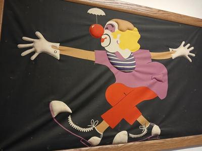 Vintage Framed fabric clown