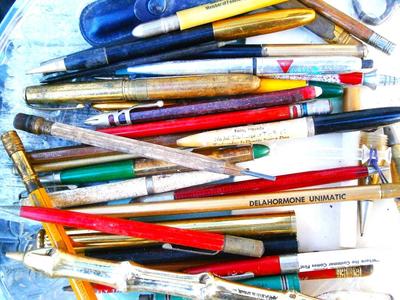 Estate accumulation of old pens and pencils