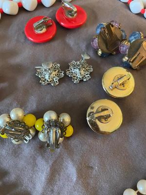 TWO NECKLACES AND CLIP ON EARRINGS