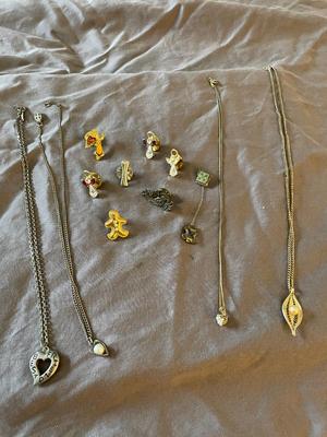 VARIETY OF PINS AND NECKLACES