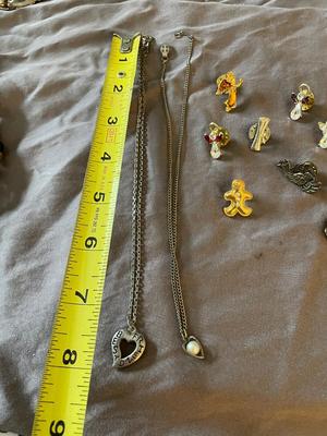 VARIETY OF PINS AND NECKLACES