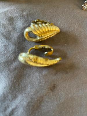 TWO HAND ETCHED BRACELETS, BARRETT AND HAIR CLIP, CLIP ON EARRINGS MORE