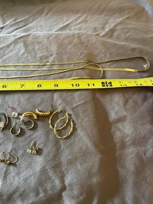 GOLD TONE NECKLACES & PIERCED EARRINGS