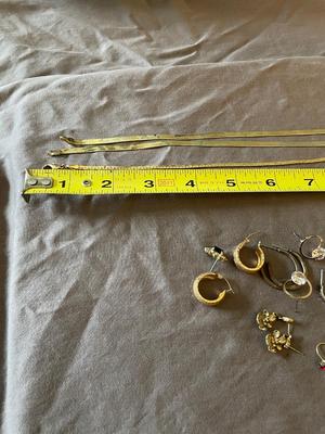 GOLD TONE NECKLACES & PIERCED EARRINGS